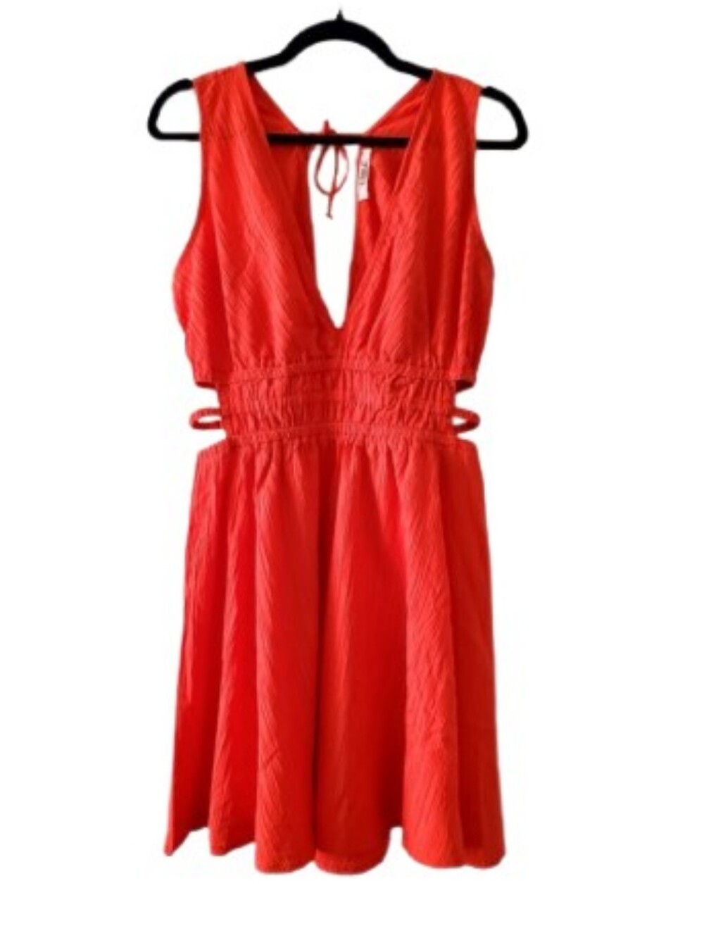 BLUSH Blush Vibrant Orange V-Neck Mini Dress